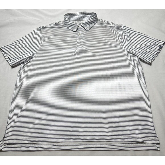 1764 Polo Golf Shirt Mens XL Striped Performance Stretch *READ *STAINS - Picture 4 of 10